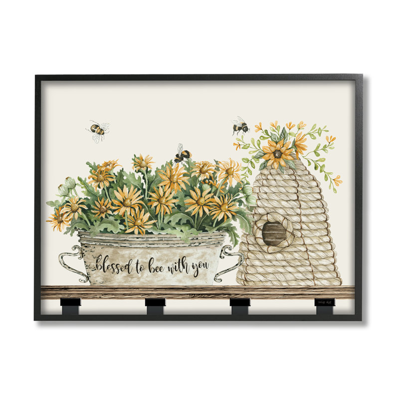 Bee With You d'intérieur, H 20 po x l 20 po x P 1,5 po, Giclée encadrée noir minuit