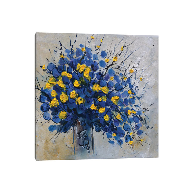 Jaune et bleu nature morte - Giclée sur toile tendue avec châssis, H 12 po x l 12 po