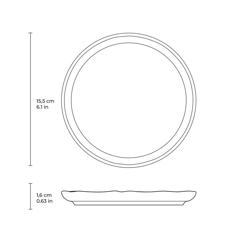 Assiette à pain en grès céramique de 6,1 po - Va au micro-ondes, au four et au lave-vaisselle, par Porto Brasil, Matte Black