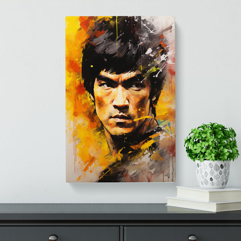 Bruce Lee Expressionism - No Frame Art Prints - Wrapped Canvas, 50cm H x 35cm W x 3cm D