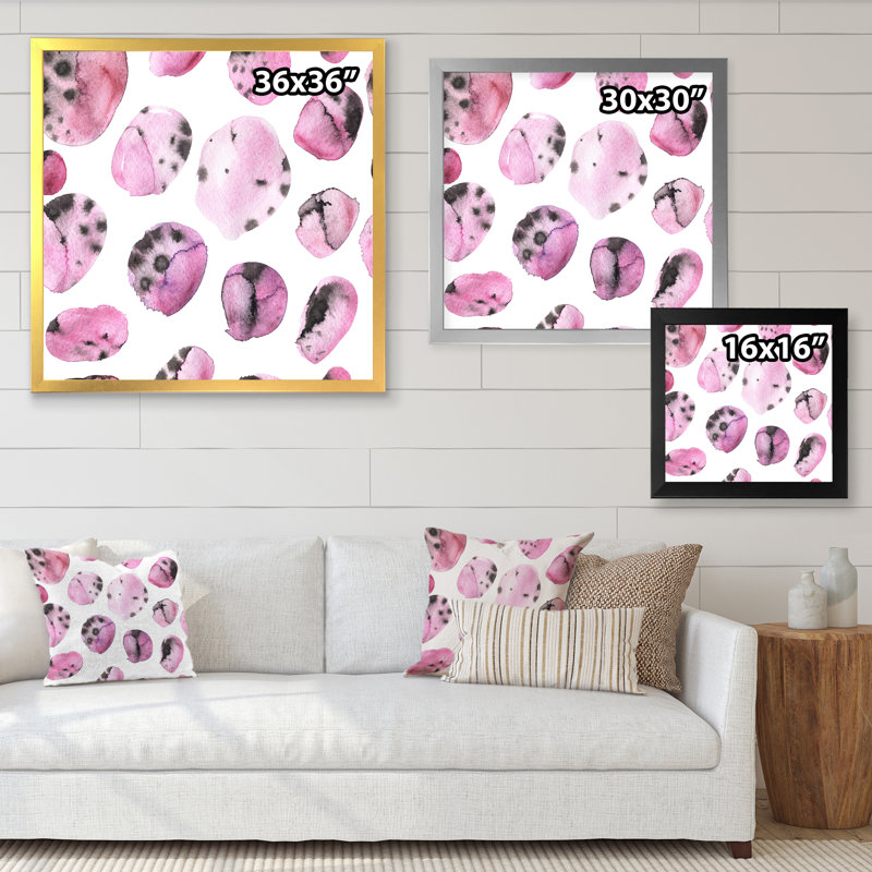 «Pink and Black Organic Shapes on White», impression sur toile, H 30 po x l 30 po x P 1 po, Cadre photo noir