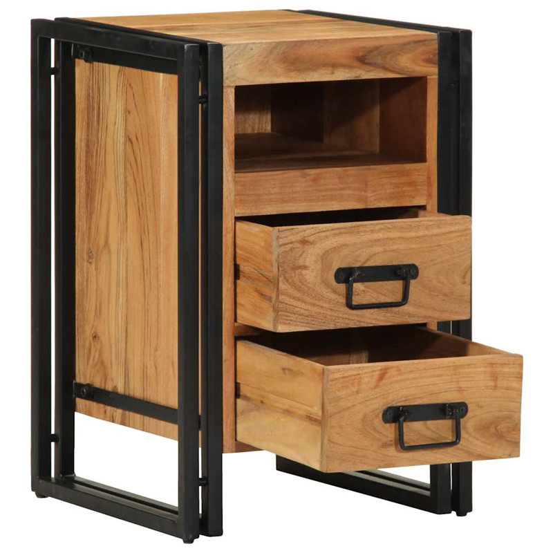 40cm W Bedside Table, Solid Acacia Wood
