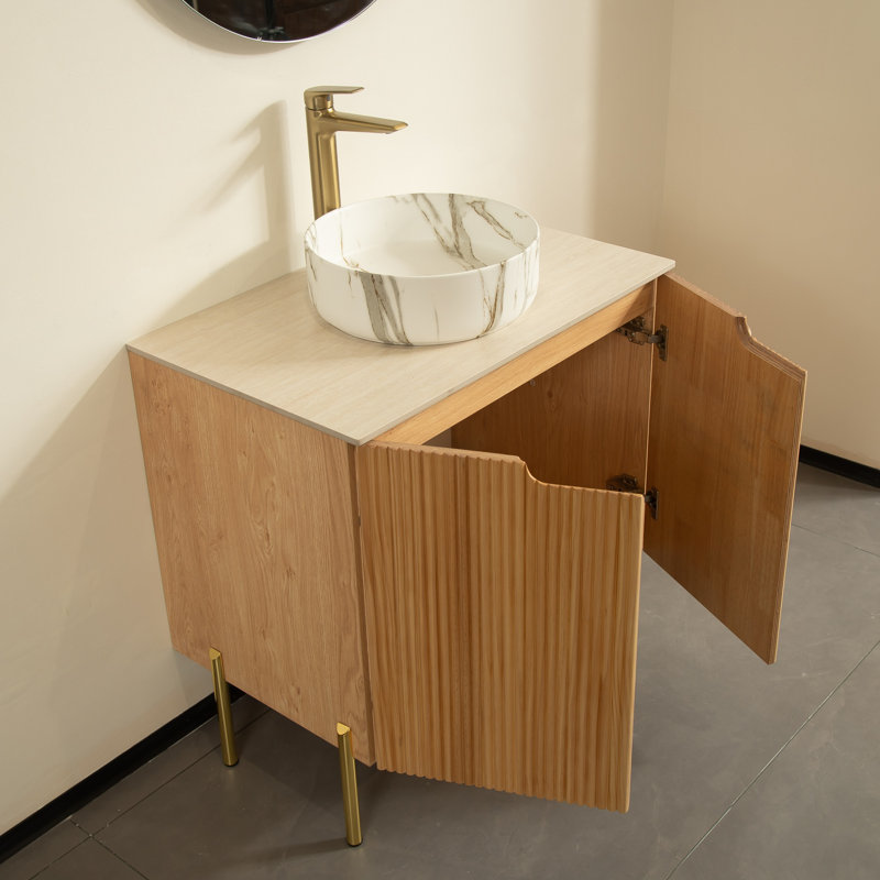 Meuble-lavabo simple avec plateau en pierre frittée