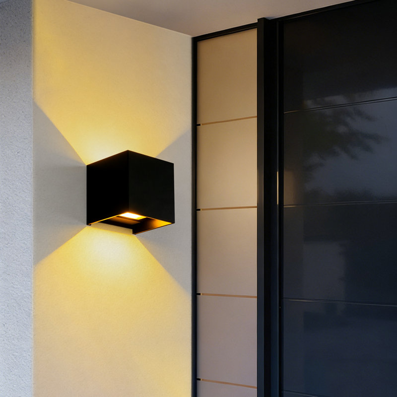 Aluminum Led Wall Sconces, Modern Black Square Waterproof Wall Light Up Down Lighting For Indoor & Outdoor Use (set Of 2)
