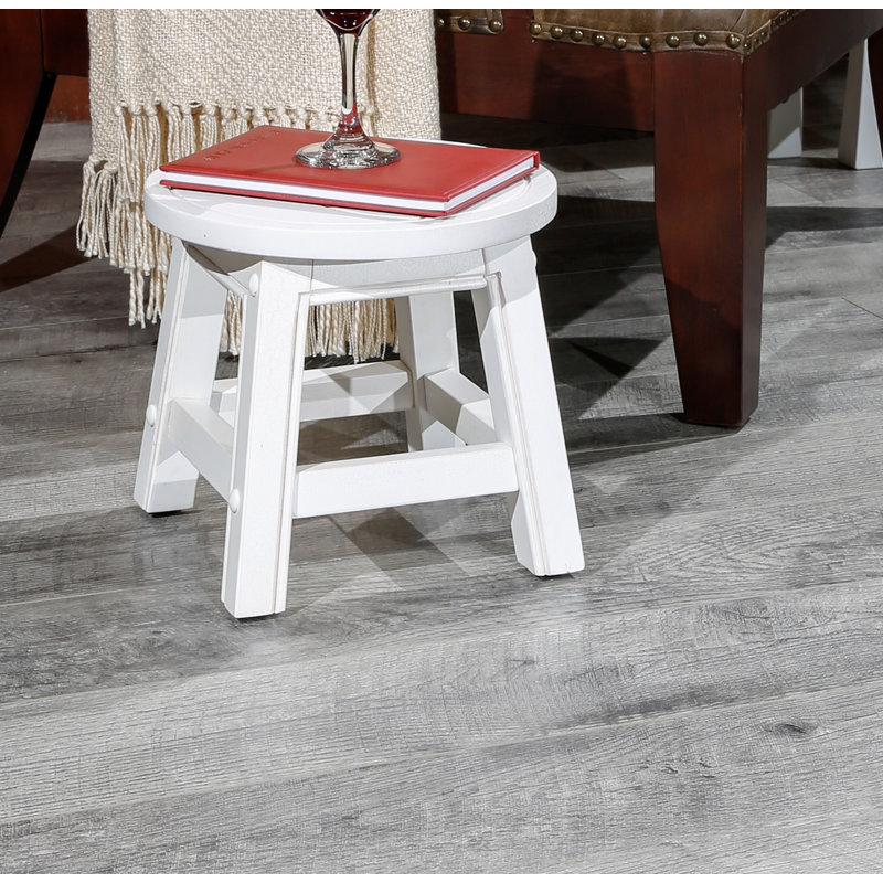 Repose-pieds Shyloh, tabouret en bois, Blanc