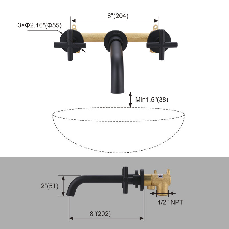 2-handle Bathroom Faucet, Matte Black