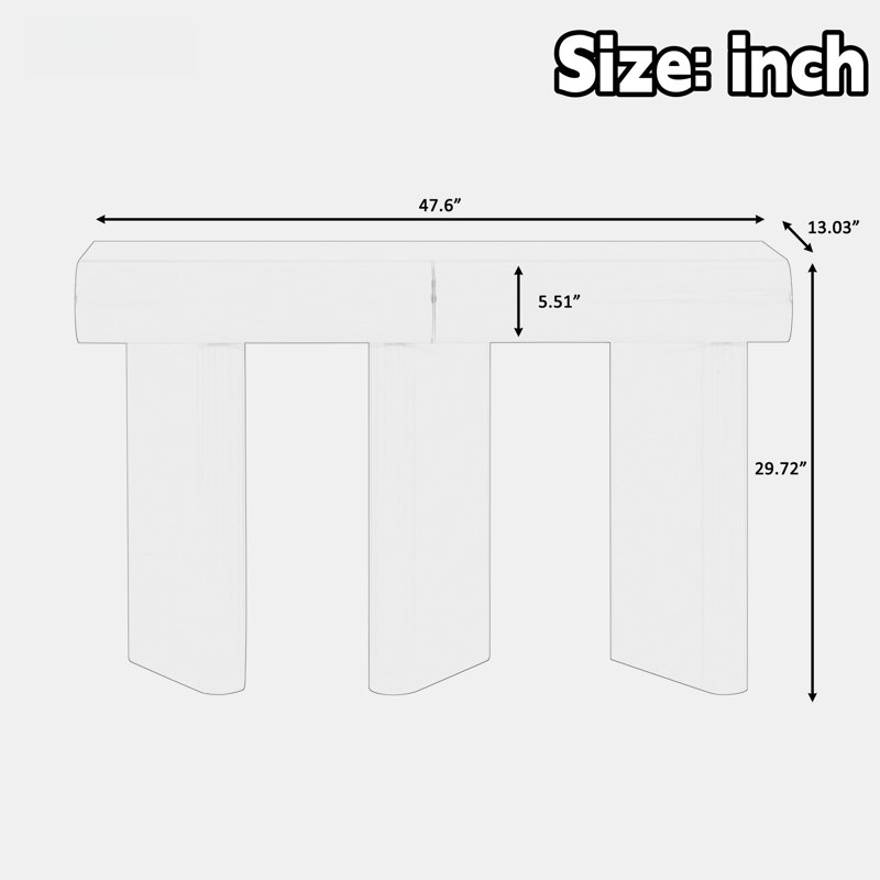 Polo Console Table with Curved Drawers & 3 Arched Legs, White