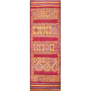 Tapis marocain long et étroit rétro coloré