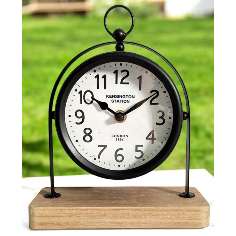Modern & Contemporary Numerical Metal Tabletop Clock – Matte Black Quartz Clock with Crystal Face for Stylish Home or Office