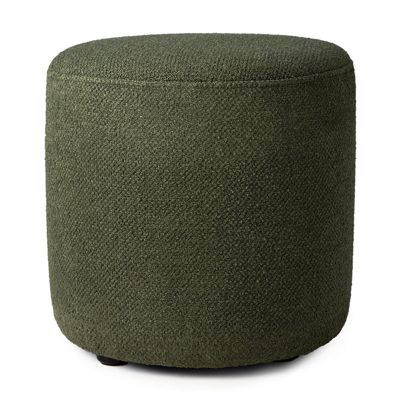 Barrow Round Pouf, Pine Green Polyester Blend
