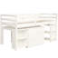 Lit mezzanine bas simple avec armoire et bureau mobile - blanc, structure d'étude et stable-96125176