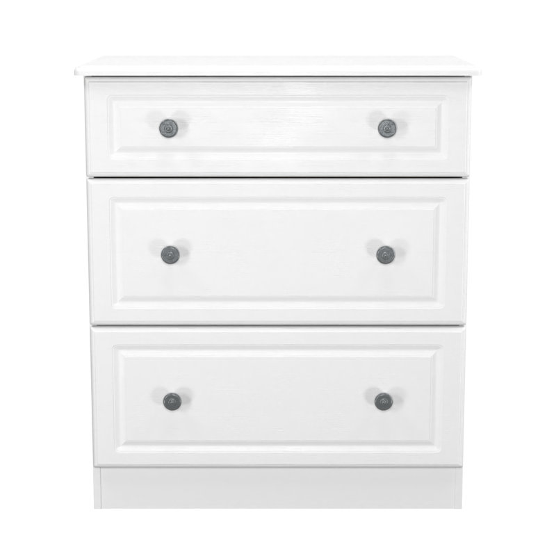 Fully Assembled Argyle 3 Drawer 76.5Cm W Chest of Drawers, White