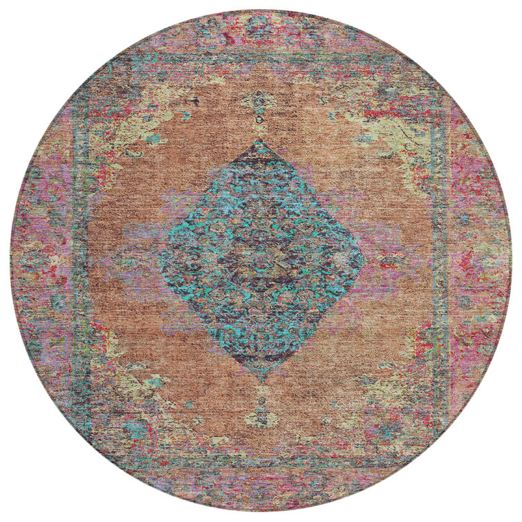 Machine Washable Indoor/Outdoor Xhevrie Orange Rug