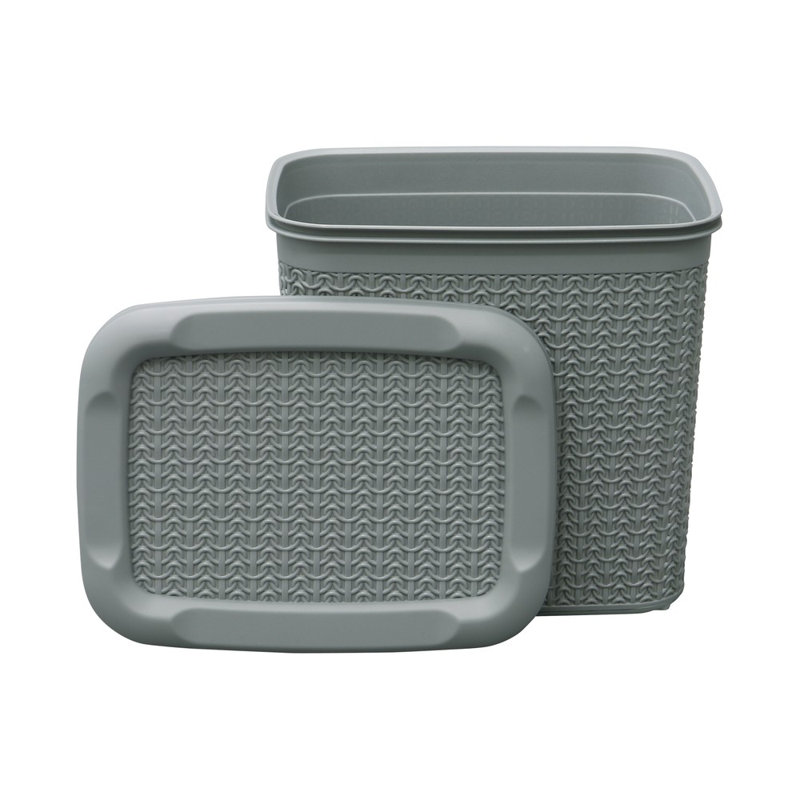 JVL Plastic Decorative Bin, Grey