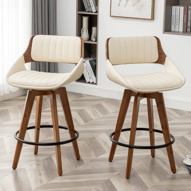 Jobani Swivel Bar Stool, Beige, Bar Stool (76.2cm Seat Height)