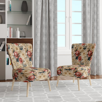 Radiant Lace Inspired Floral Botanics - Chaise d'appoint rembourrée de style campagne, chaise d'appoint blanche