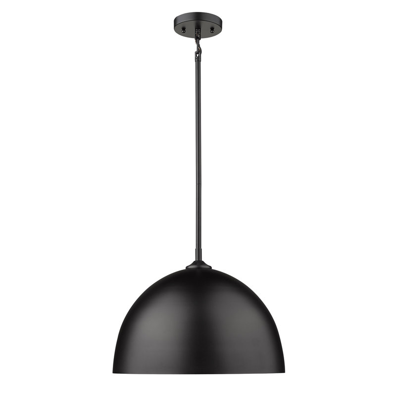 Luminaire suspendu en forme de dôme à 1 lumière Ringwood, Noir mat