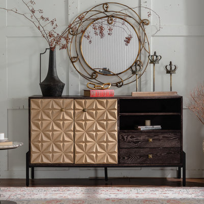 Buffet décoratif, buffet en bois avec 2 portes et 2 tiroirs pour la cuisine, la salle à manger et le salon