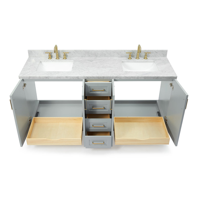 73 IN.  Single Bathroom Vanity, Rectangular, Gray, Carrara Marble