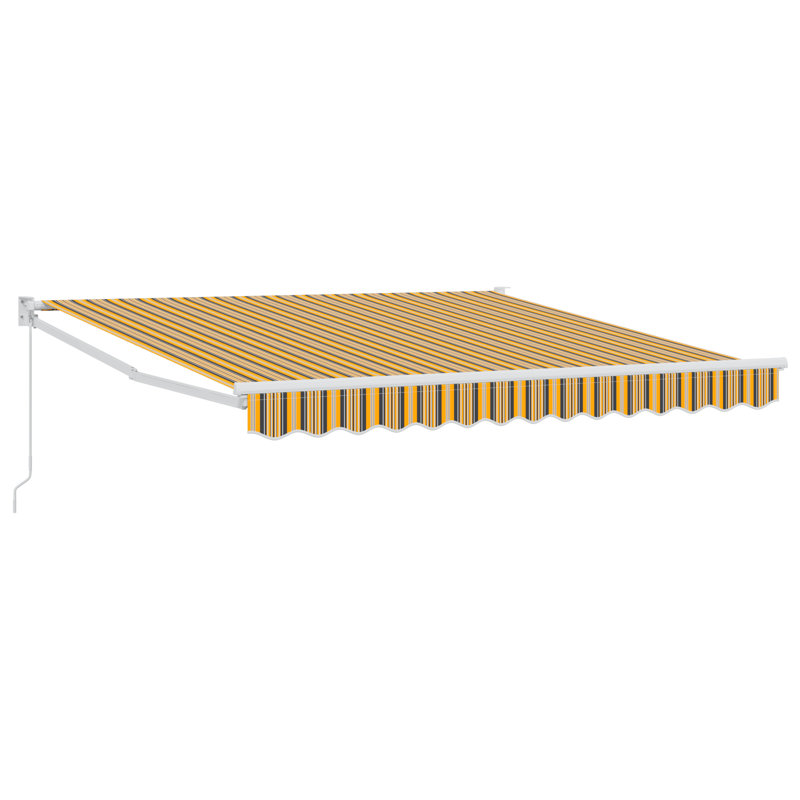 Brayden Studio Retractable Patio Awning, 300 cm W x 250 cm D, Multicolour Striped