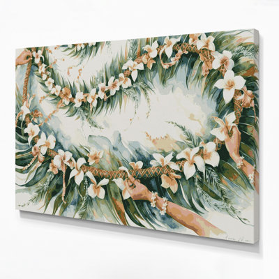 Hawaiian Lei tissage, art mural sur toile blanche