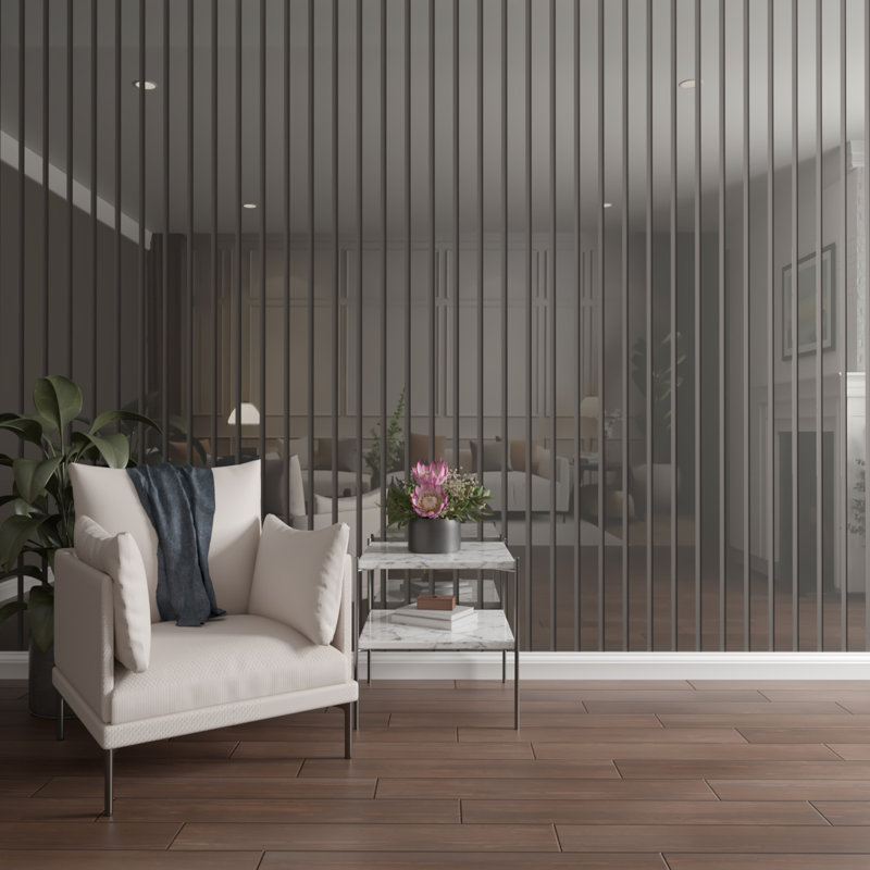 Ensemble de panneau mural réglable en lattes d'acrylique, H 47 po x l 45 po, Miroir argenté