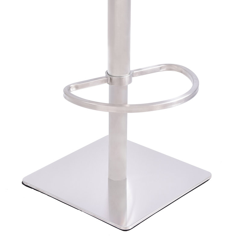 Tabouret de bar rotatif à hauteur ajustable avec base piédestal en acier inoxydable brossé Bjorn, Noyer, Tissu - gris
