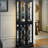 Lighted Glass Curio Display Cabinet, Wooden Frame Storage for Living Room, Kitchen & Pantry, Includes Light Bulb