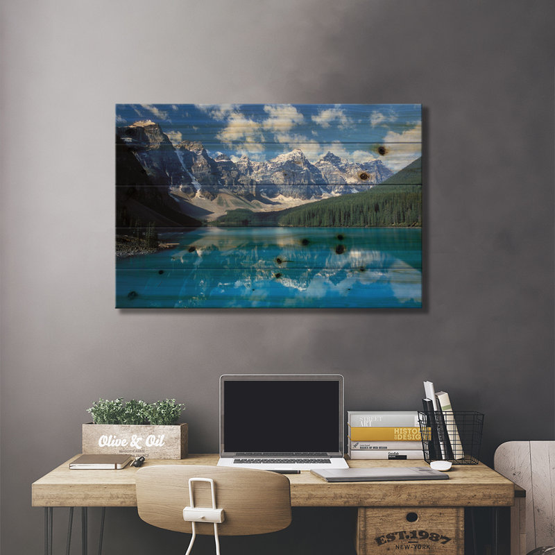 Vallée des dix sommets et lac Moraine, parc national Banff, Alberta, Canada par Diane Johnson - impression sur bois sans cadre