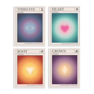 Ensemble de 4 plaques murales Mindful Chakra Points, conception par Wild Apple Portfolio