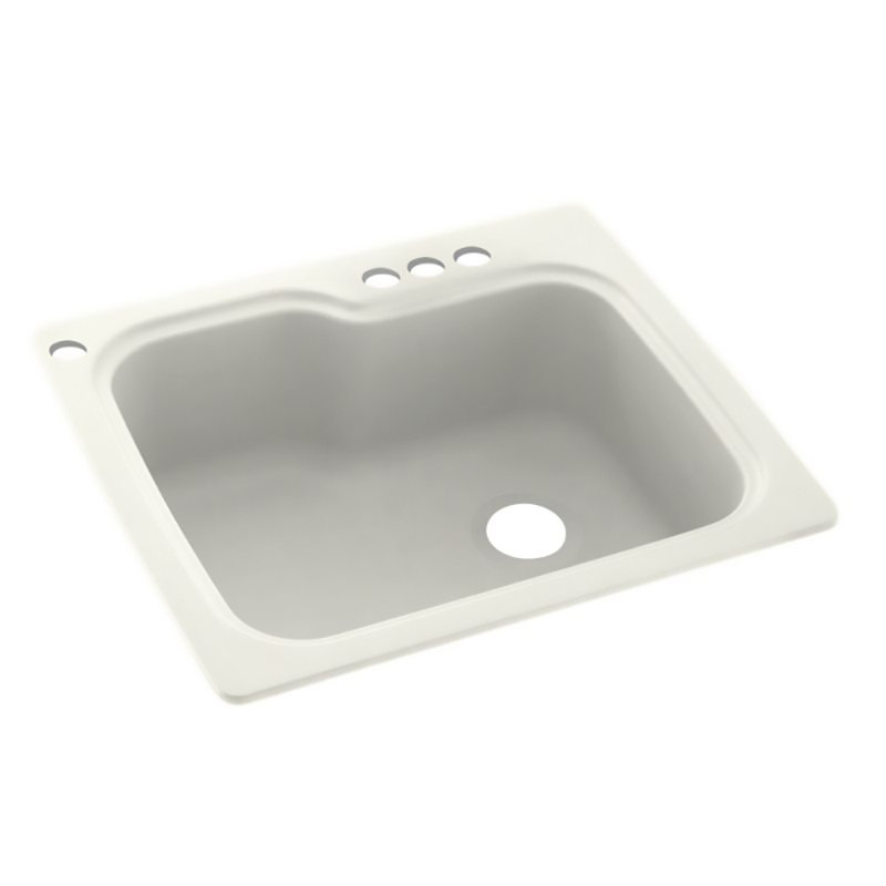 25'' L Mounting / Installation Required Single Bowl Solid Surface Kitchen Sink, 4 Hole, Bisque