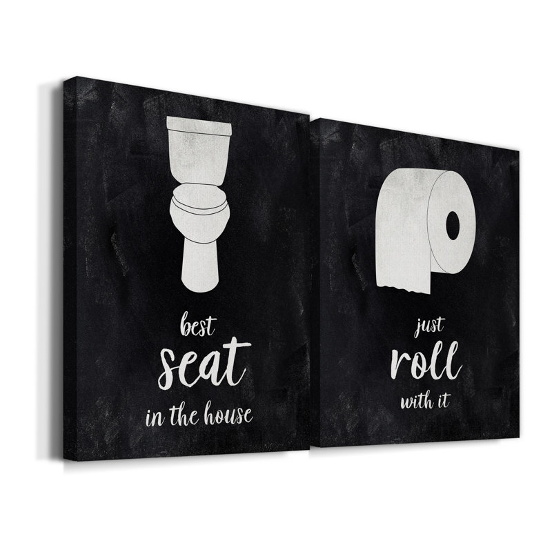 " Best Seat " 2 - Pieces, 12" H x 16" W x 1" D, Wrapped Canvas, No Mat