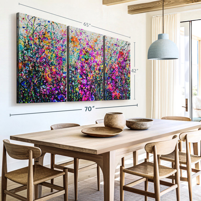 «Hollyhocks Inspired By Pollock» sur, H 42 po x l 65 po