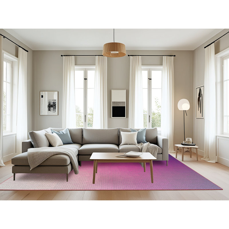 Tapis rose à motifs/mauves de zone, Rectangle 8 pi x 10 pi