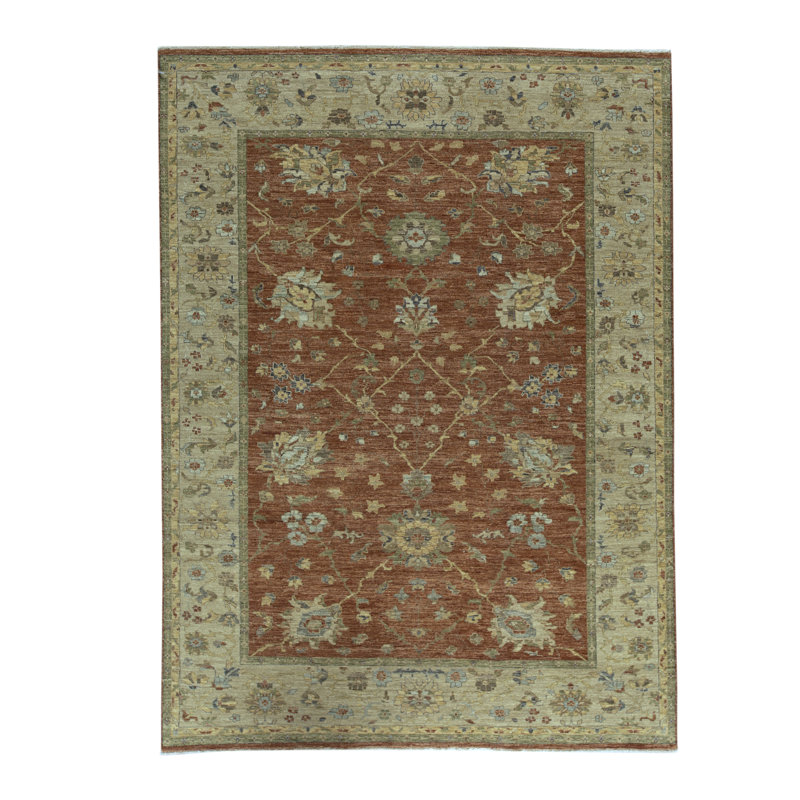 Tapis rouille et beige noué à la main de haute qualité Ziegler
