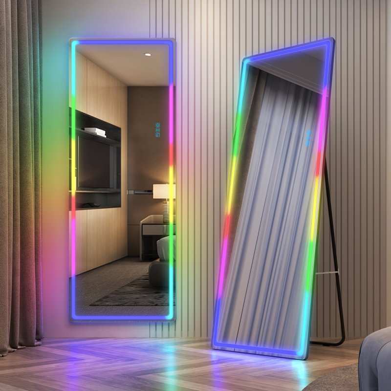Arczi Metal Rectangle Floor Mirror, Black