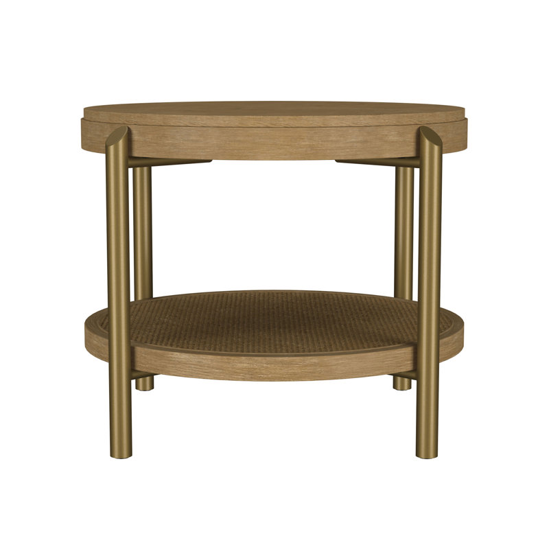 Round End Side Table With Storage Shelf(Only Including Coffee Table), Sand