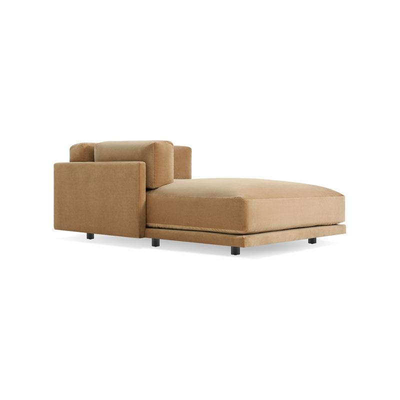 Sunday Chaise Lounge, Left Hand Facing, Camel Velvet Polyester Blend
