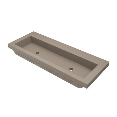 NativeStone Concrete Handmade Rectangular Drop-in Trough Bathroom Sink 48"