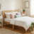 Oak Queen Bed Frame With Rattan Headboard — 62"X82.9", 600 Lbs Capacity, Slatted Base, No Mattress