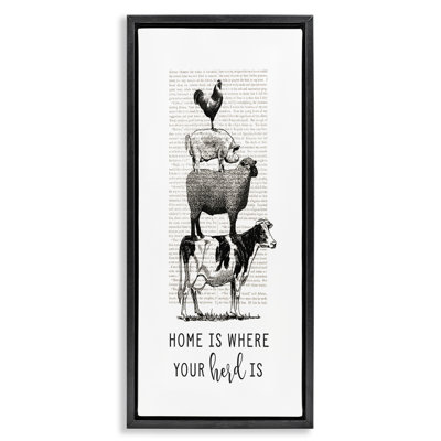 «Where Your Herd Family Animals», art mural encadré sur toile flottante par lettré et doublé rwp-110