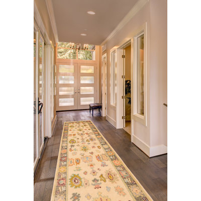 Tapis crème moderne Oushak 2 pi 6 po x 11 pi 8 po