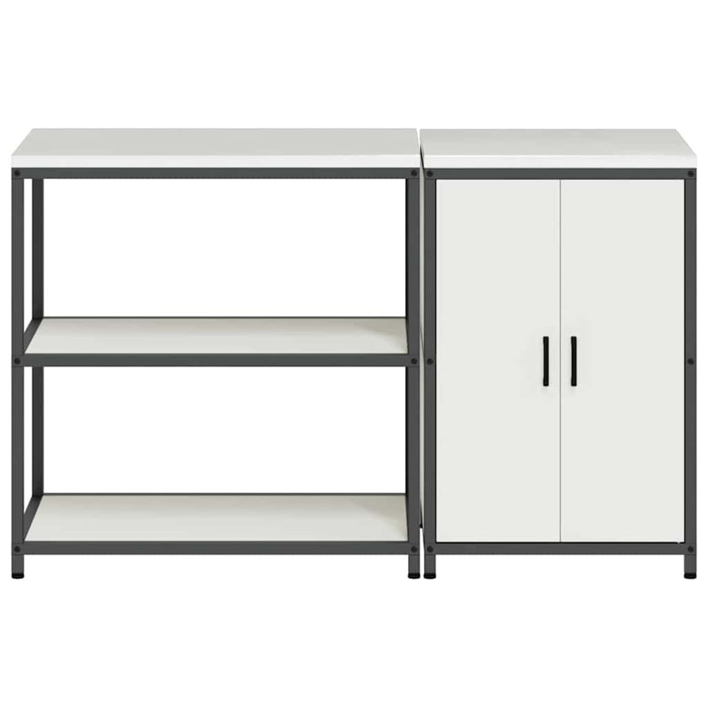  Kitchen Storage Set With Shelf 2 Pcs White 150 X 50 X 92 Cm, White