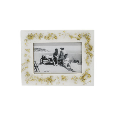 August Grove® 4x6 Picture Frame Gold Flake Resin, Mango Wood & Glass