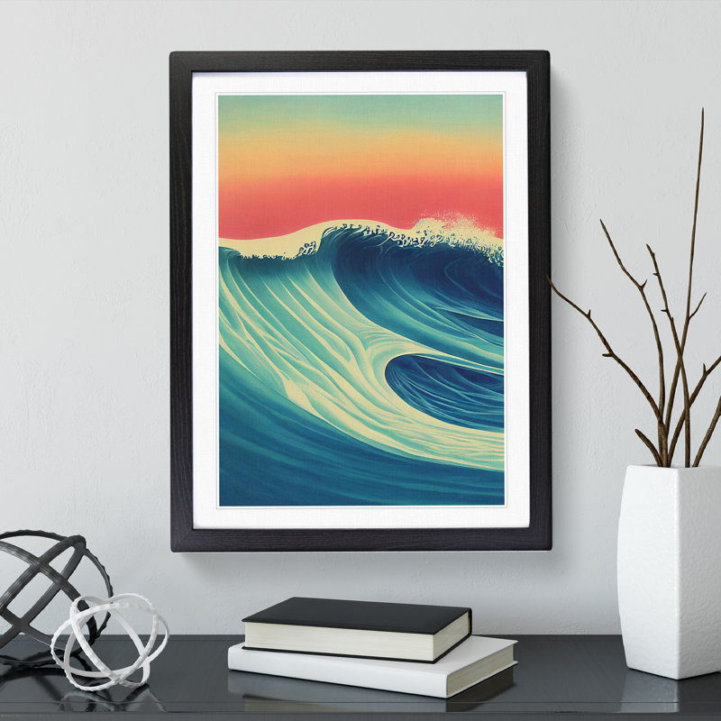Sunset Ocean Wave No.4 - Framed Print, Black Framed, 64cm H x 46cm W x 2cm D