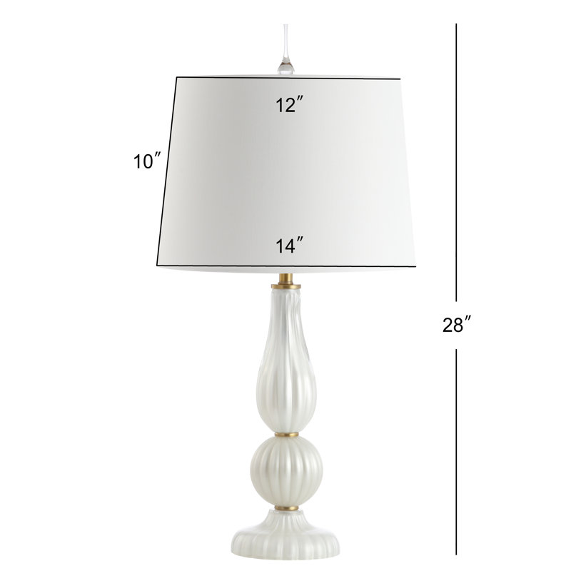 Marlee 28" Glass/Metal LED Table Lamp, White Pearl