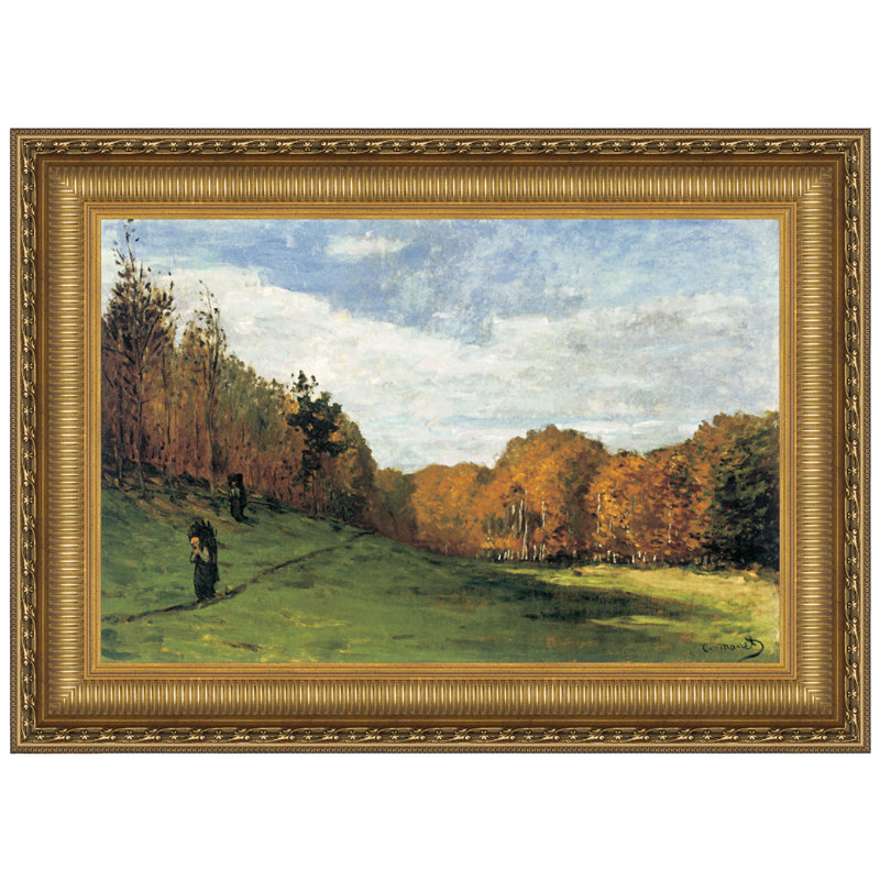 «Woodgatherers at the Edge of the Forest, 1863» par Claude Monet, reproduction d'art sur toile encadrée
