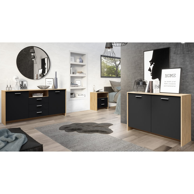 Dunnavent 150cm Sideboard, Black/Oak