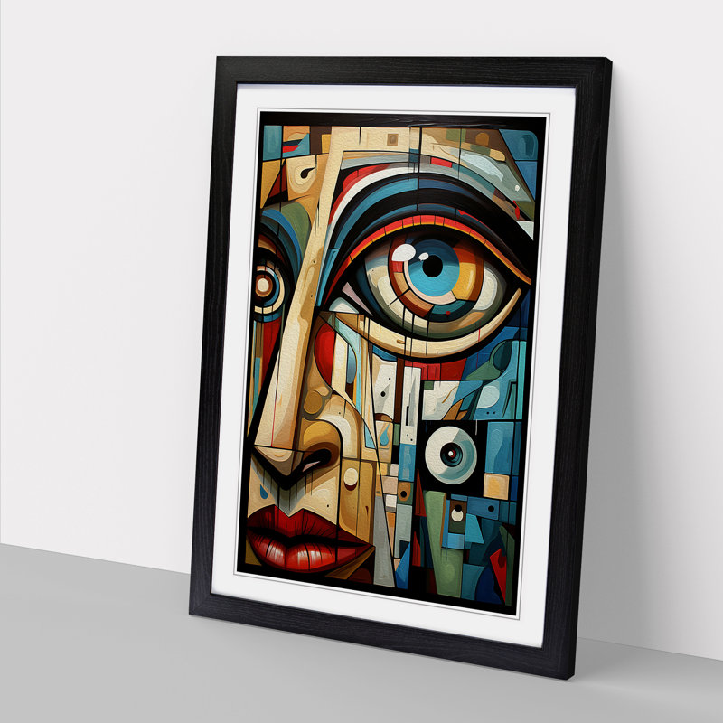 Eye Cubism Art - Framed Print, 34cm H x 25cm W, Black Framed