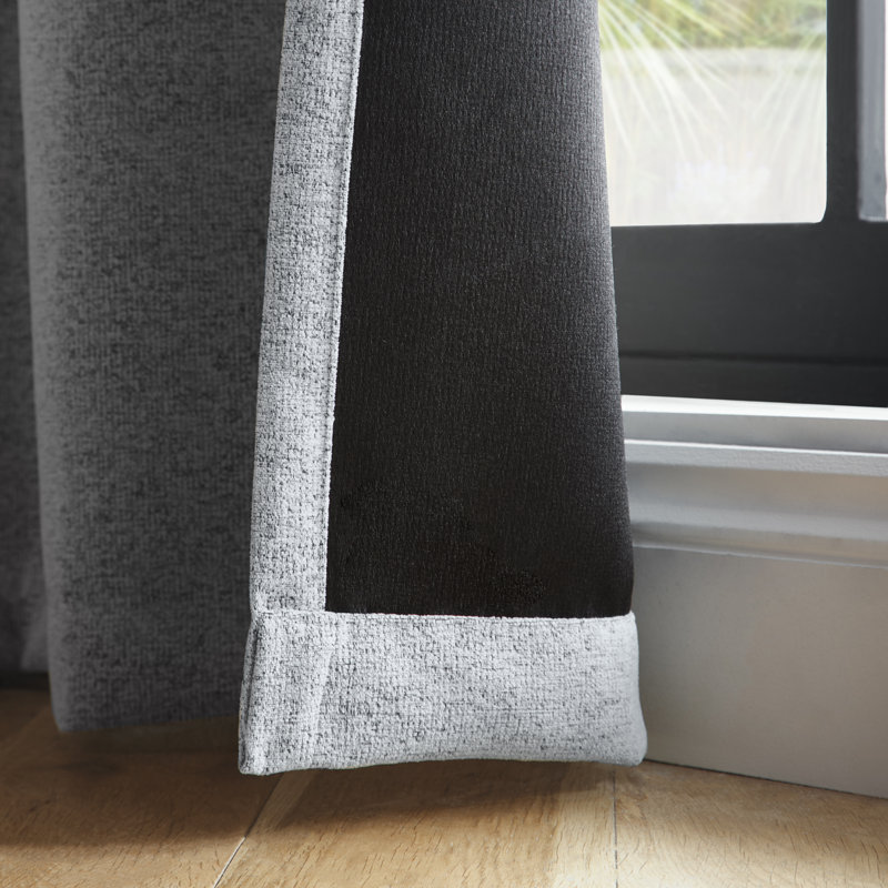 Velvet Chenille Dimout Room Darkening Curtain Panel Pair, 66" Width x 72" Drop (168 x 183cm)